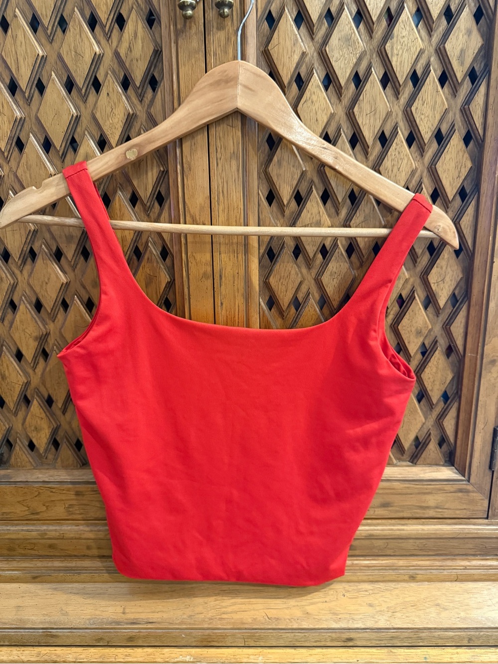 Red Square Neck Tank Top - Women size M